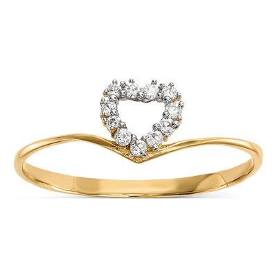 14K Yellow Gold CZ Heart Ring