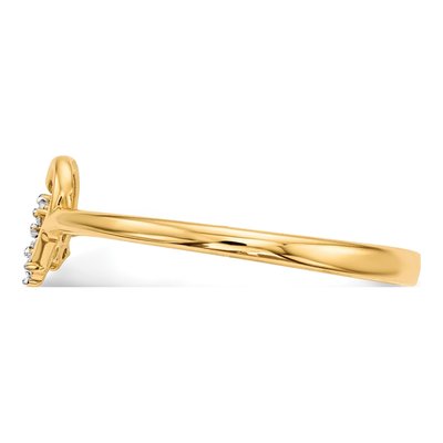 14K Yellow Gold CZ Heart Cross Ring – view 3