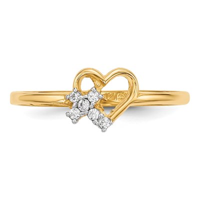 14K Yellow Gold CZ Heart Cross Ring – view 4