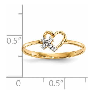 14K Yellow Gold CZ Heart Cross Ring – view 5