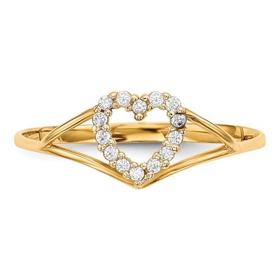 14K Yellow Gold CZ Heart Ring – view 4