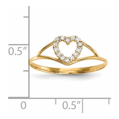 14K Yellow Gold CZ Heart Ring – view 5