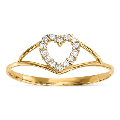 14K Yellow Gold CZ Heart Ring