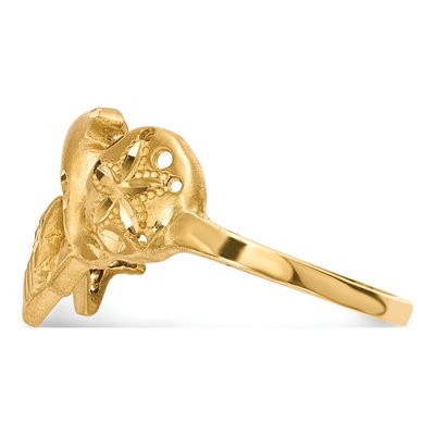 14K Yellow Gold Dolphin Starfish Ring – view 4