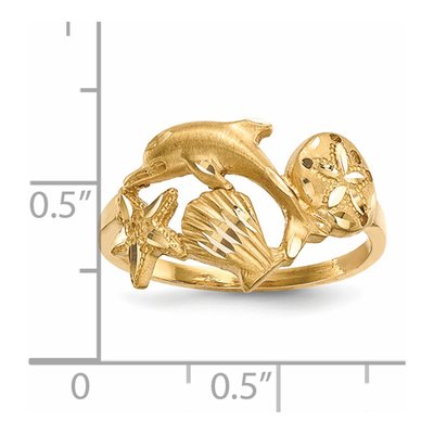 14K Yellow Gold Dolphin Starfish Ring – view 6