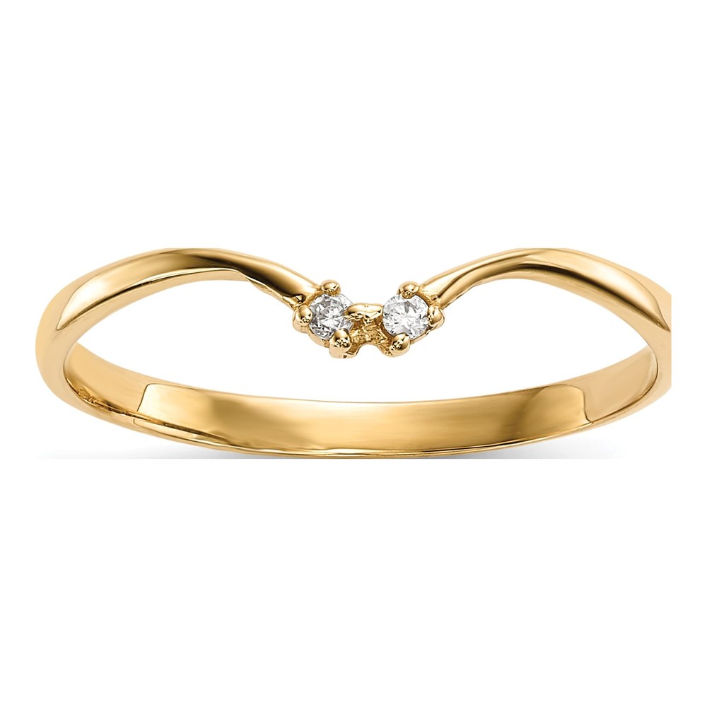 14K Yellow Gold CZ 2-Stone Wrap Ring