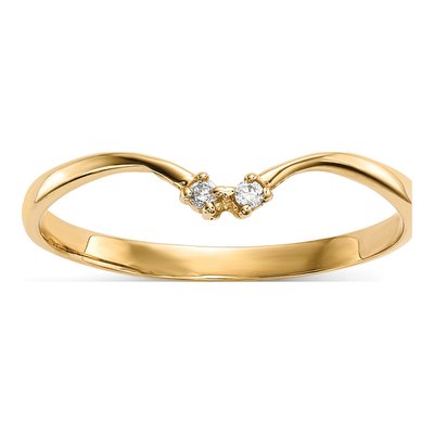 14K Yellow Gold CZ 2-Stone Wrap Ring