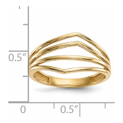 14K Yellow Gold Curved 4-Bar Ring – view 5