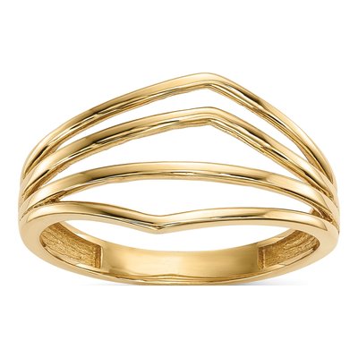 14K Yellow Gold Curved 4-Bar Ring