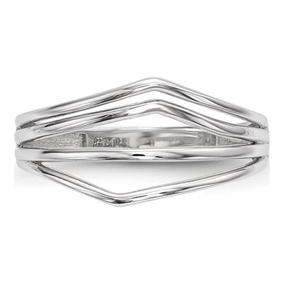 14K White Gold Curved 4-Bar Ring – view 4