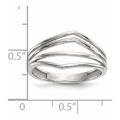 14K White Gold Curved 4-Bar Ring – view 5