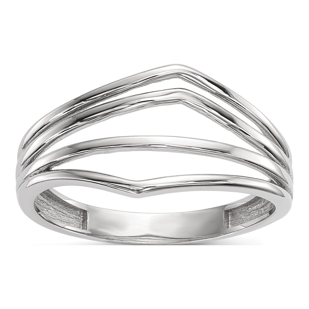14K White Gold Curved 4-Bar Ring