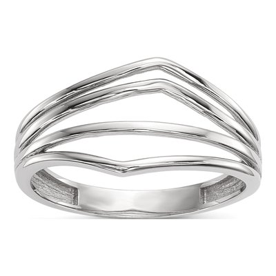 14K White Gold Curved 4-Bar Ring
