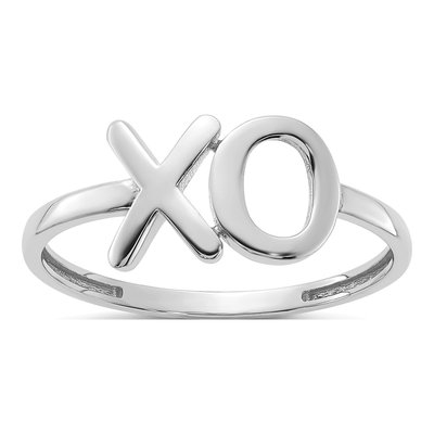 14K White Gold X-O Ring