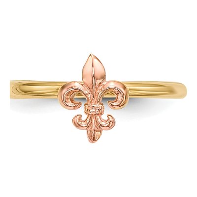 14K Two-Tone Gold Fleur de Lis Ring – view 4