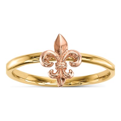 14K Two-Tone Gold Fleur de Lis Ring
