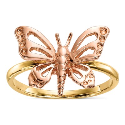 14K Two-Tone Gold Butterfly Ring