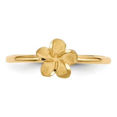 14K Yellow Gold Plumeria Flower Ring – view 4
