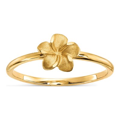 14K Yellow Gold Plumeria Flower Ring