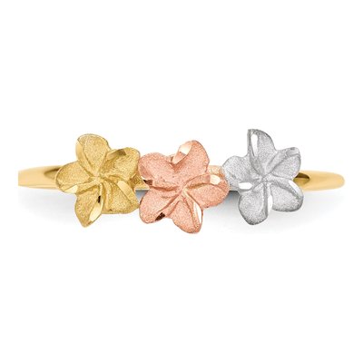 14K Two-Tone Gold Plumeria Flower Ring – view 4