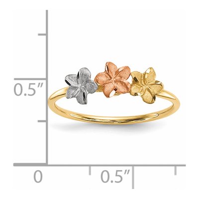 14K Two-Tone Gold Plumeria Flower Ring – view 5