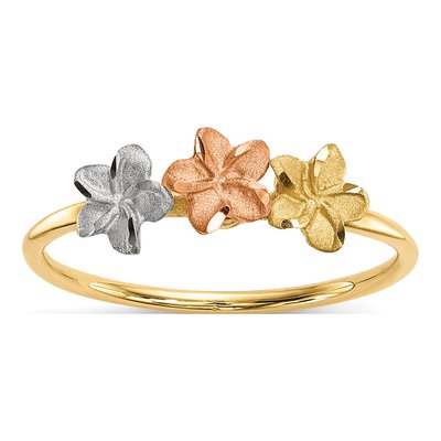 14K Two-Tone Gold Plumeria Flower Ring