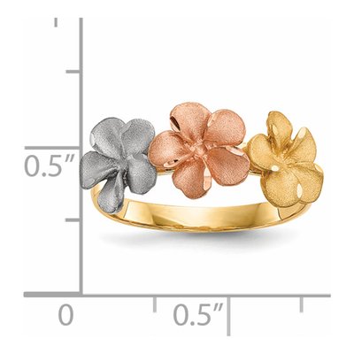 14K Two-Tone Gold Plumeria Flower Ring – view 5
