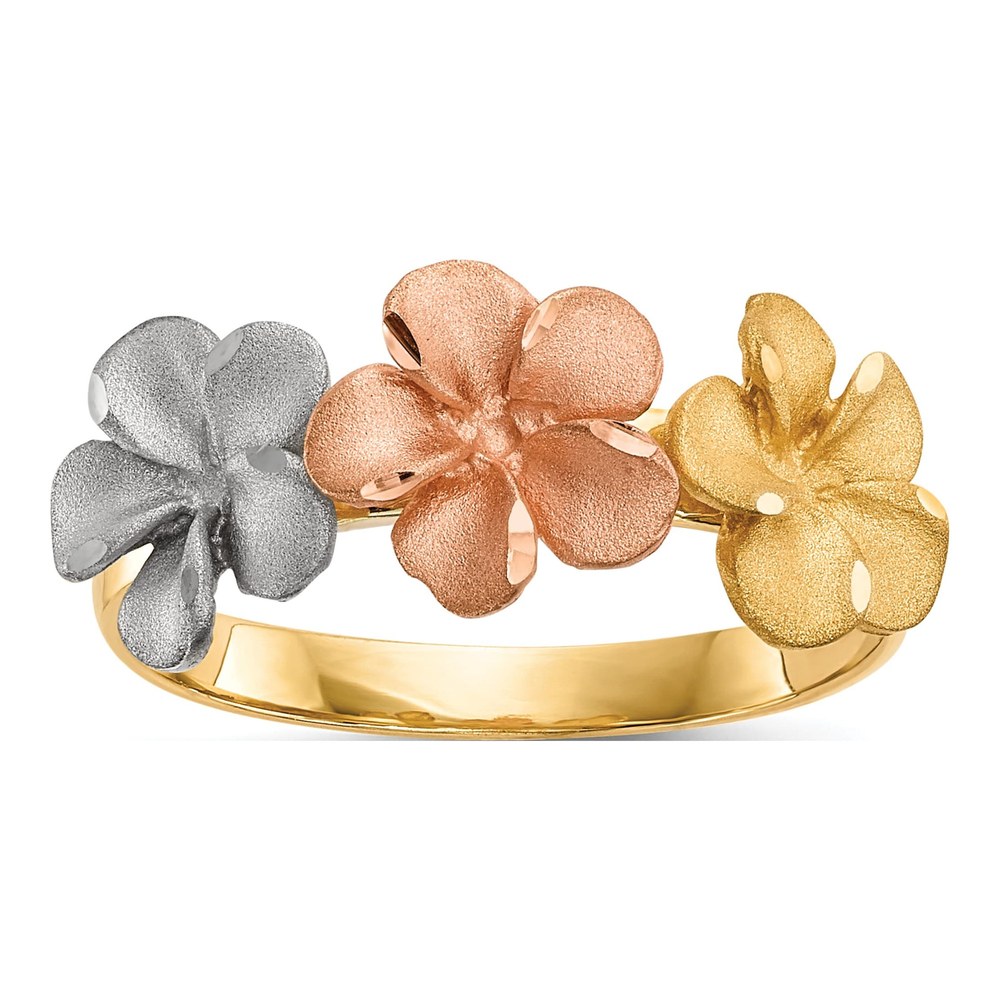 14K Two-Tone Gold Plumeria Flower Ring
