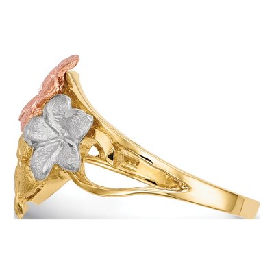 14K Two-Tone Gold Plumeria Flowers Ring – view 2