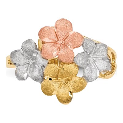 14K Two-Tone Gold Plumeria Flowers Ring – view 3