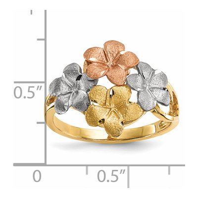 14K Two-Tone Gold Plumeria Flowers Ring – view 4