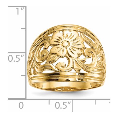 14K Yellow Gold Floral Dome Ring – view 3