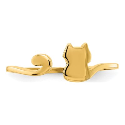 14K Yellow Gold Cat Adjustable Cuff Ring – view 6