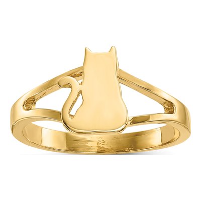 14K Yellow Gold Cat Ring