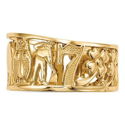 14K Yellow Gold 7.5mm Lucky Symbols Cut Out Band – view 3