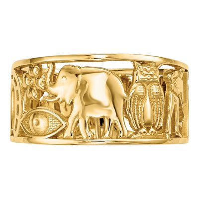 14K Yellow Gold 7.5mm Lucky Symbols Cut Out Band – view 4