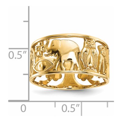 14K Yellow Gold 7.5mm Lucky Symbols Cut Out Band – view 5