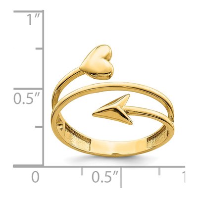 14K Yellow Gold Heart Arrow Ring – view 5