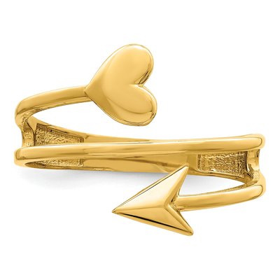 14K Yellow Gold Heart Arrow Ring – view 6