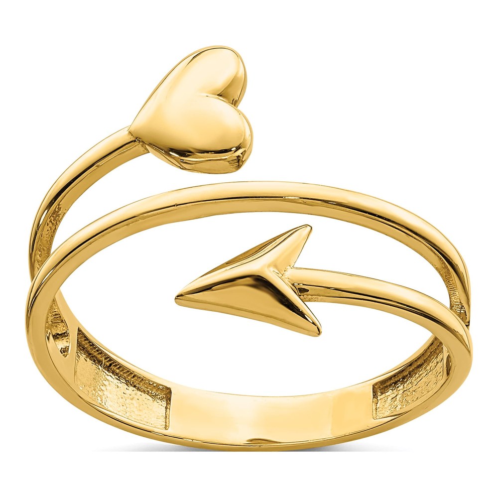 14K Yellow Gold Heart Arrow Ring