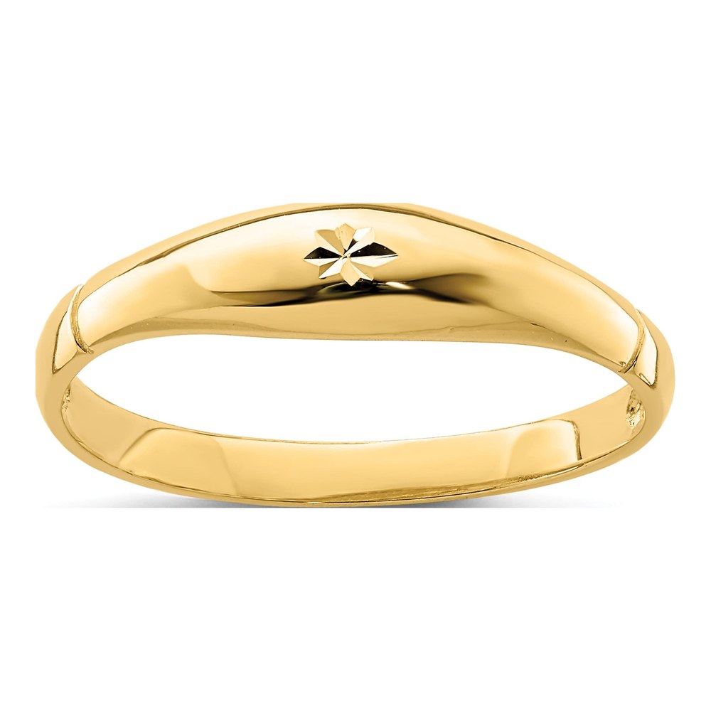 14K Yellow Gold Diamond-Cut Domed Band