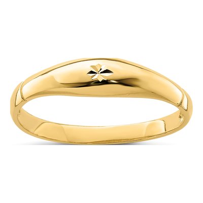 14K Yellow Gold Diamond-Cut Domed Band