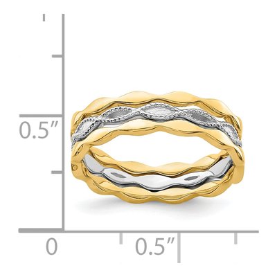 14K Two-Tone Gold Stackable Rings, Set of 3 – view 4