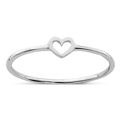 14K White Gold Heart Ring