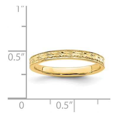 14K Yellow Gold 2.48mm Floral Band – view 3