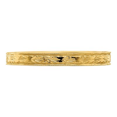 14K Yellow Gold 2.48mm Floral Band – view 4