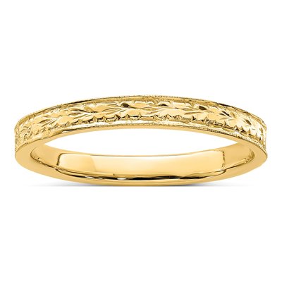 14K Yellow Gold 2.48mm Floral Band