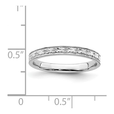 14K White Gold 2.48mm Floral Band – view 3