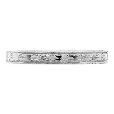14K White Gold 2.48mm Floral Band – view 4