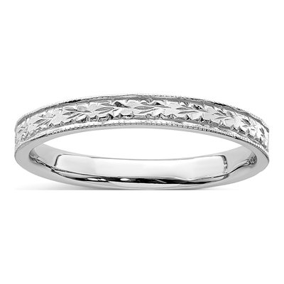 14K White Gold 2.48mm Floral Band
